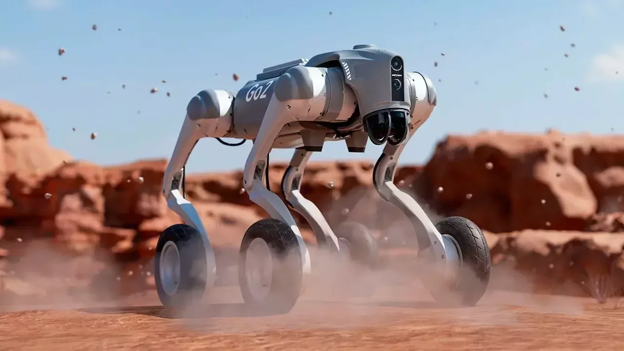 Robot cuadrúpedo en terreno